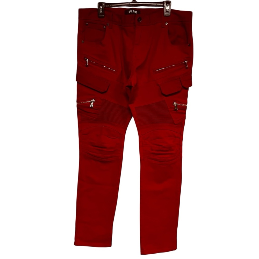 8ighth Dstrkt Red Moto Biker Skinny Jeans Men’s Size 38 X 34 Like New